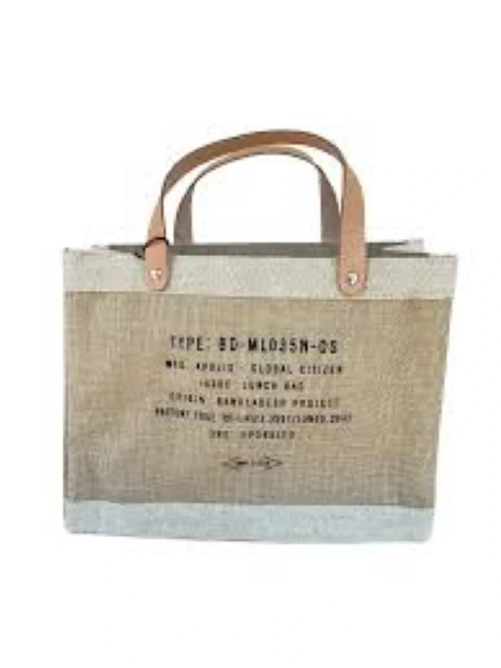 Apolis Tan Canvas Market Tote with Leather Handles